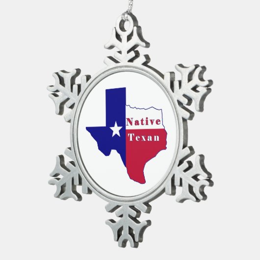 Native Texan Flag Map Tin Sneeuwvlok Ornament (Rechts)