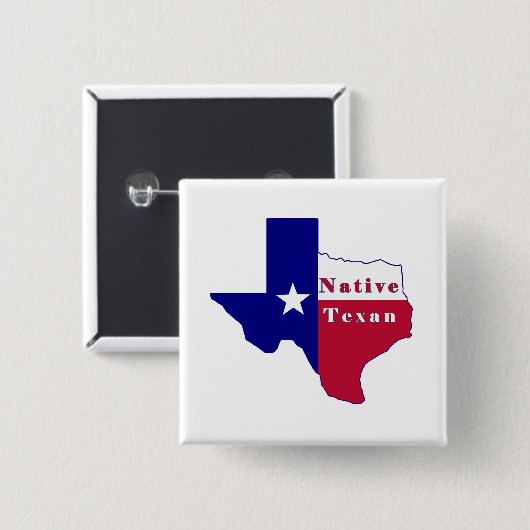 Native Texan Flag Map Vierkante Button 5,1 Cm (Voorkant /achterkant)