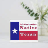 Native Texan Flag van de vijfde generatie Briefkaart (Staand voorkant)