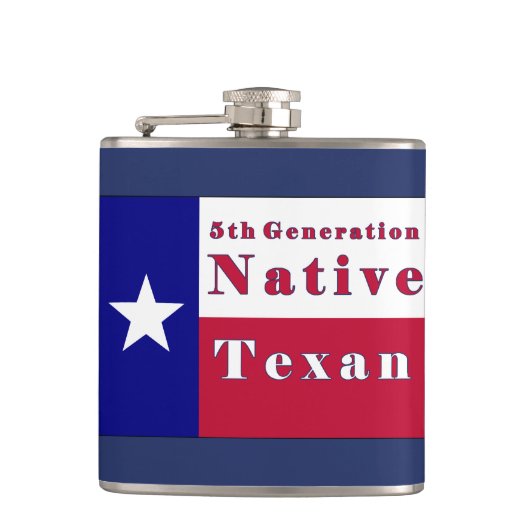 Native Texan Flag van de vijfde generatie Heupfles (Voorkant)