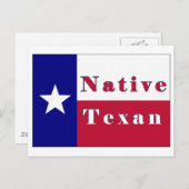 Native Texan Lone Star Flag Briefkaart (Voorkant / Achterkant)