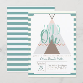 Native Tipi | Wild One verjaardagsfeestje uitnodig Kaart