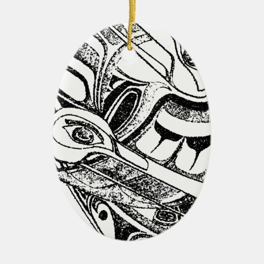 Native Totem Raven and Seagull Pacific NW Coast Na Keramisch Ornament (Voorkant)