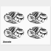 Native Totem Raven and Seagull Pacific NW Coast Na Ovale Sticker (Vel)