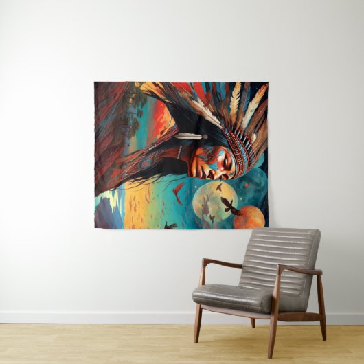 Native Tribal Art Wandkleed (In Situ (horizontaal))