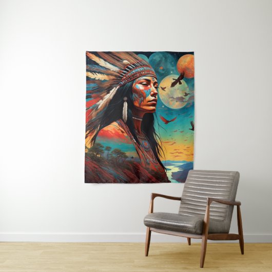 Native Tribal Art Wandkleed (In situ)