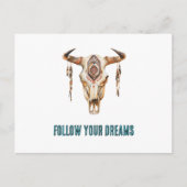 Native Tribal Bull Horns Skull   Briefkaart (Voorkant)