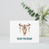 Native Tribal Bull Horns Skull   Briefkaart (Staand voorkant)