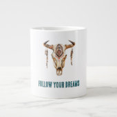 Native Tribal Bull Horns Skull   Grote Koffiekop (Voorkant)