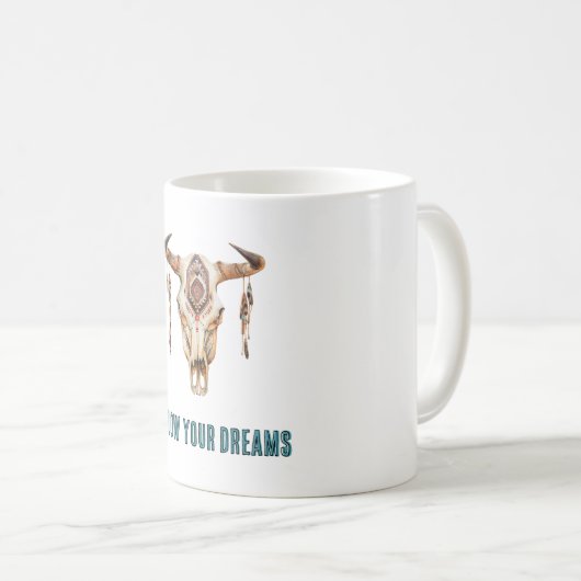 Native Tribal Bull Horns Skull   Koffiemok (Voorkant rechts)