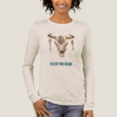 Native Tribal Bull Horns Skull   Tri-Blend Shirt (Voorkant)