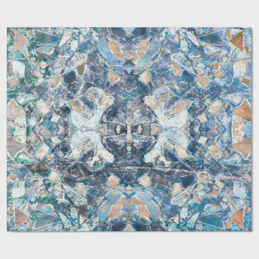 Native Tribal Classic Blue Tan Ethnic Design Cadeaupapier (Vlak)