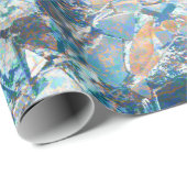 Native Tribal Classic Blue Tan Ethnic Design Cadeaupapier (Rol Hoek)