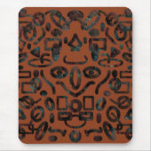 Native Tribal Happy Face Scratchboard Pattern Art Muismat (Voorkant)