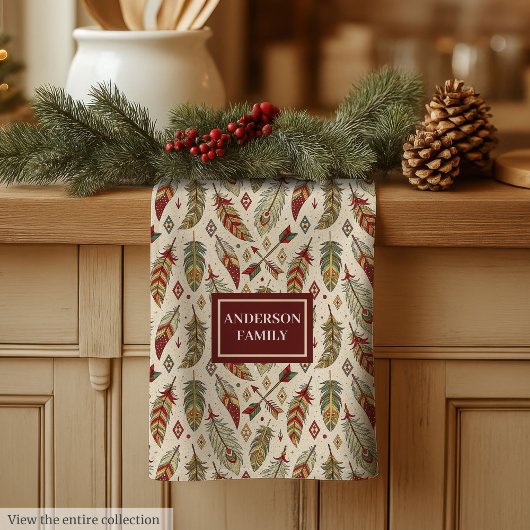Native Tribal Kitchen Towel Custom Name Accent Theedoek