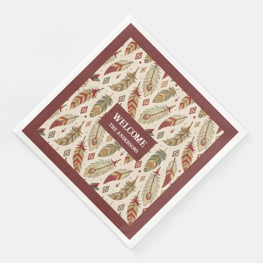 Native Tribal Napkins Aangepaste naam Terracotta S Servet (Hoek)