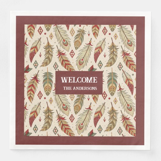 Native Tribal Napkins Aangepaste naam Terracotta S Servet (Voorkant)