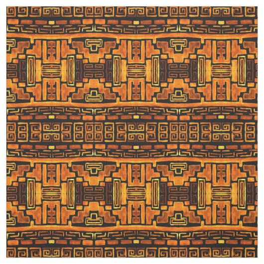 Native Tribal Pattern Bronze en Brown Stof (Swatch)