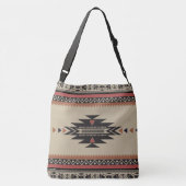 Native Tribal Woven Pattern in Browns, Black, Rust Crossbody Tas (Achterkant)