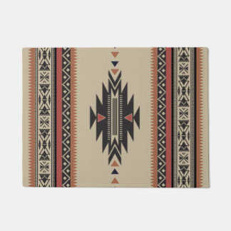 Native Tribal Woven Pattern in Browns, Black, Rust Deurmat