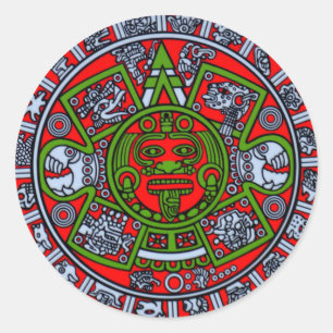 Native Tribe Mexico Aztec Sun Dial Hispanic Latino Ronde Sticker