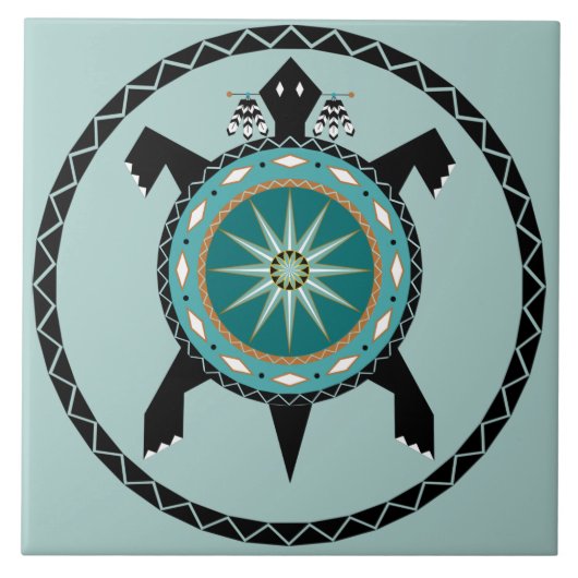 Native Turtle Keramische Tegel Tegeltje (Voorkant)