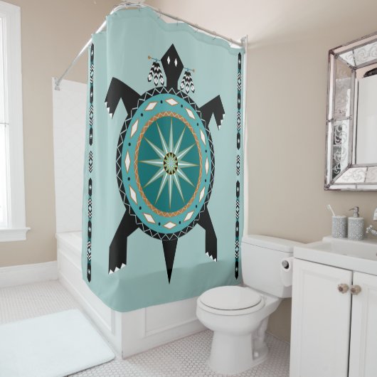 Native Turtle Shower Curtain Douchegordijn (In situ)