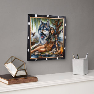 Native Twilight Tale: Gentle Watch Calm Vierkante Klok