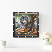 Native Twilight Tale: Gentle Watch Calm Vierkante Klok (Huis)