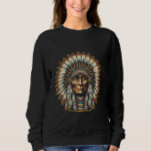 Native US Retro Headdress Native American Mannen W Trui (Voorkant)