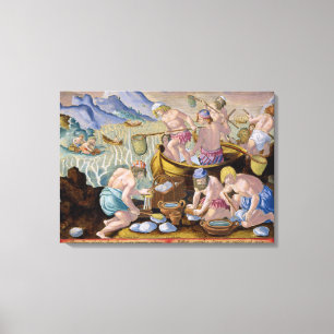 Native Vist voor Giant Clams op de Indus, plat Canvas Afdruk