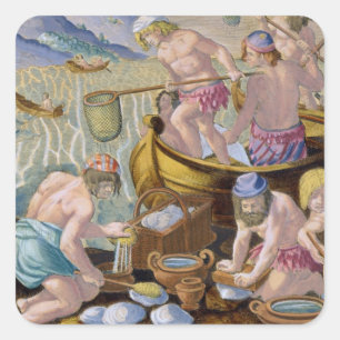 Native Vist voor Giant Clams op de Indus, plat Vierkante Sticker