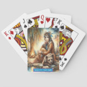 Native vrouw en Beer Monogram kinder oud meid spel Pokerkaarten (Achterkant)