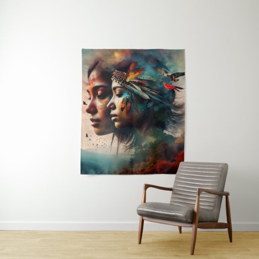 Native Warrior Art Wandkleed (In situ)