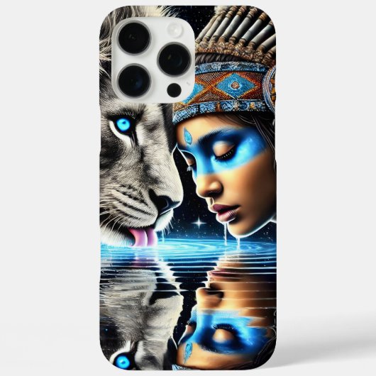 Native Warrior en Lion Moonlit Reflection Case-Mate iPhone Case (Achterkant)