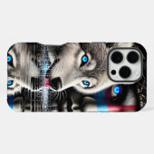 Native Warrior en Wolf Moonlit Reflection iPhone Hoesje (Achterkant horizontaal)