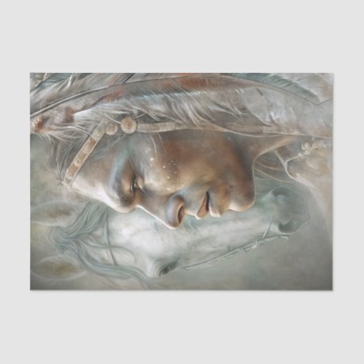 Native Warrior Profile & Horse Decoupage Tissuepapier (Voorkant)