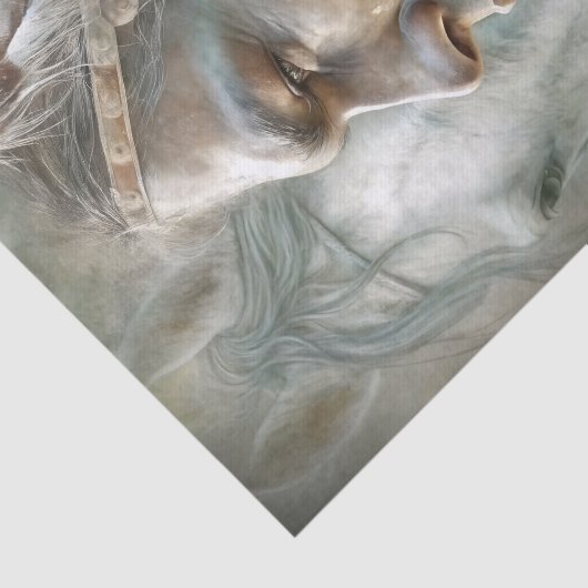 Native Warrior Profile & Horse Decoupage Tissuepapier (Detail)