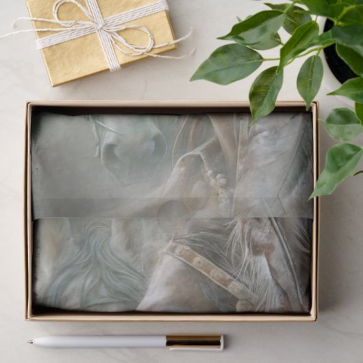 Native Warrior Profile & Horse Decoupage Tissuepapier (Geschenk)