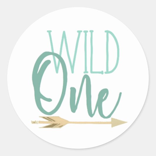 Native Wild One | Eerste verjaardagsfeest Ronde Sticker (Voorkant)
