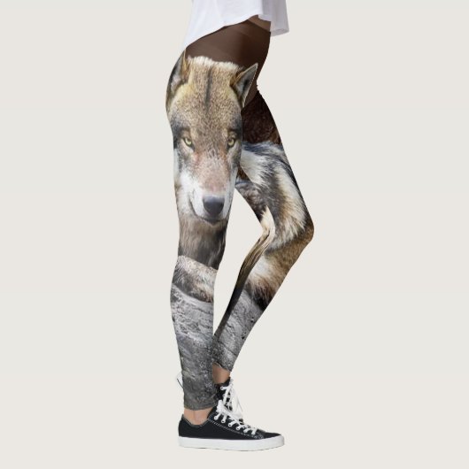Native Wolf Photo Print Leggings (Rechts)