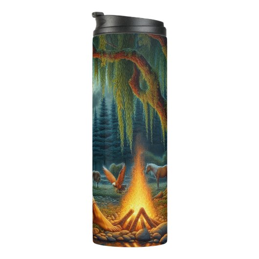 Native Woman, Eagle, Forest Retreat. Thermosbeker (Geroteerd rechts)