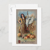 Native Woman Holding Turkije Briefkaart (Voorkant / Achterkant)
