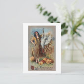 Native Woman Holding Turkije Briefkaart (Staand voorkant)