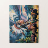Native Woman With Bison Legpuzzel (Verticaal)