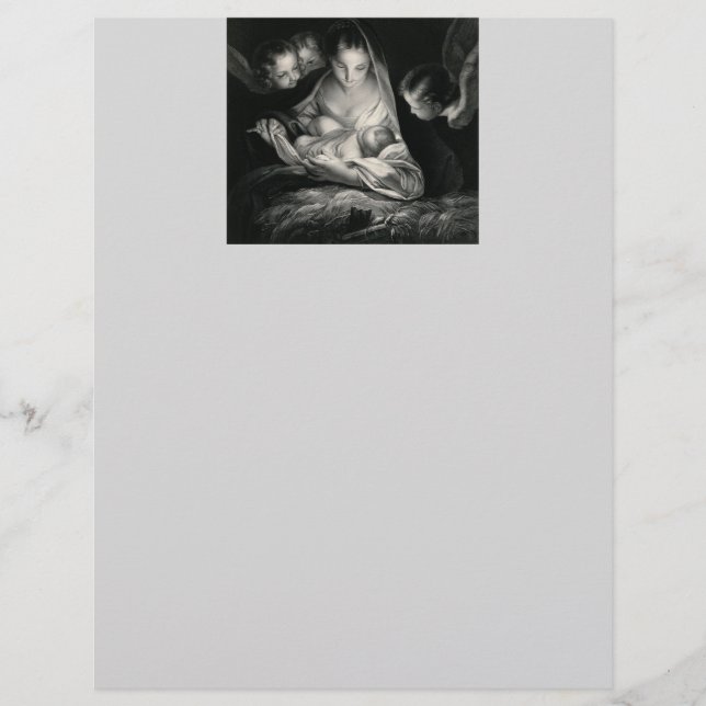 Nativiteit Baby Jesus Virgin Mary Angels Black Whi (Voorkant)