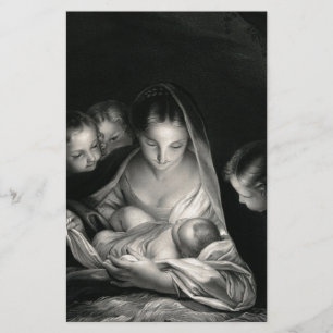 Nativiteit Baby Jesus Virgin Mary Angels Black Whi Briefpapier