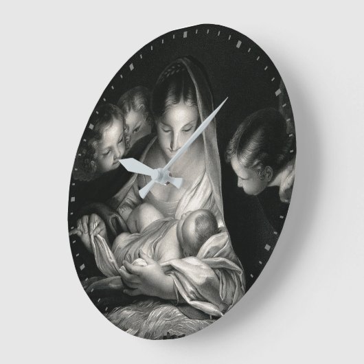 Nativiteit Baby Jesus Virgin Mary Angels Black Whi Grote Klok (Hoek)