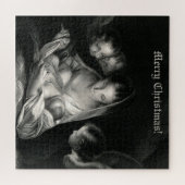 Nativiteit Baby Jesus Virgin Mary Angels Black Whi Legpuzzel (Horizontaal)