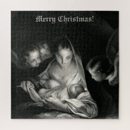 Nativiteit Baby Jesus Virgin Mary Angels Black Whi Legpuzzel